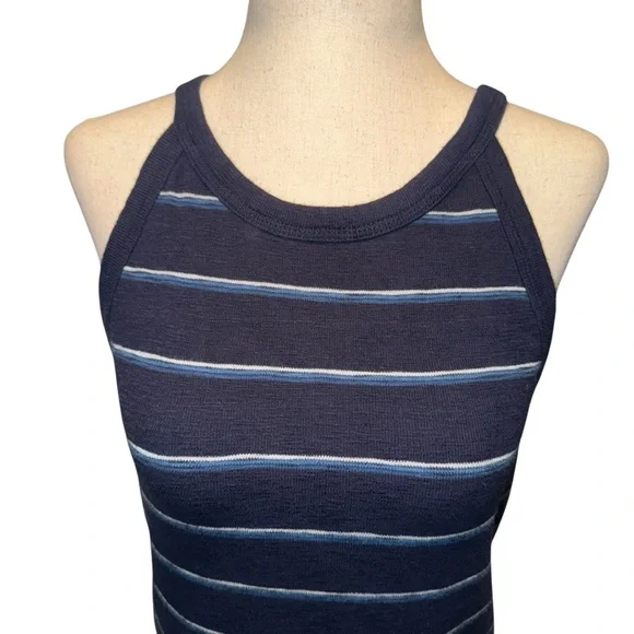 Madewell Blue and White Striped High Neck Tank Top - Picture 2 of 4